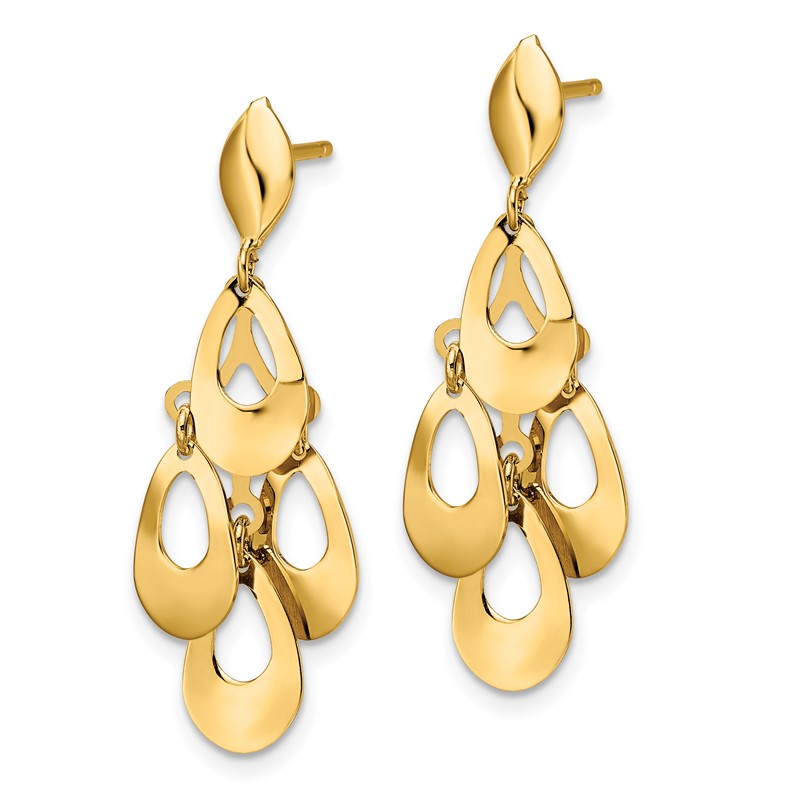 14k Polished and Brushed Post Dangle Chandelier Earrings
