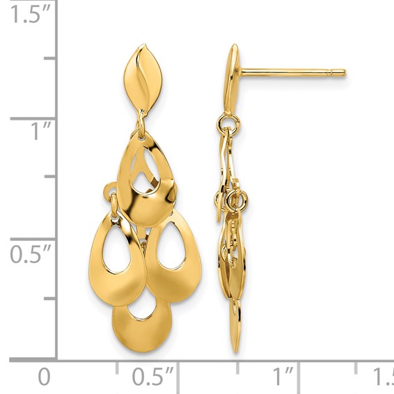 Leslie's 14k Polished and Brushed Post Dangle Chandelier Earrings
