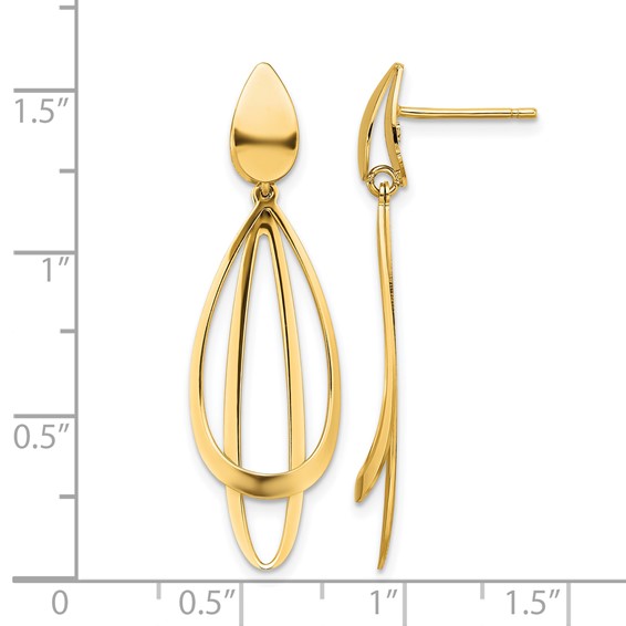 Leslie's 14k Polished and Brushed Post Dangle Earrings