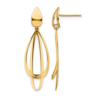 Leslie's 14k Polished and Brushed Post Dangle Earrings