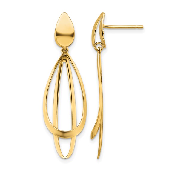 Leslie's 14k Polished and Brushed Post Dangle Earrings