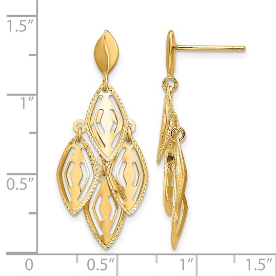 Leslie's 14k Polished D/C Post Dangle Chandelier Earrings
