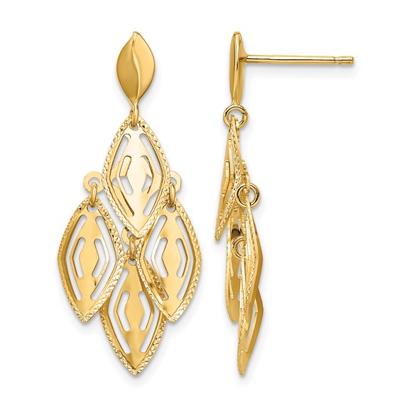 Leslie's 14k Polished D/C Post Dangle Chandelier Earrings