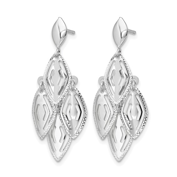 Leslie's 14k White Gold Polished D/C Post Dangle Chandelier Earrings