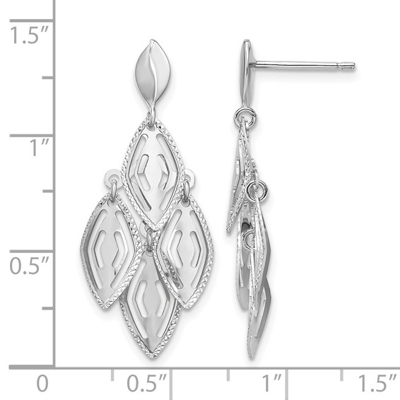 Leslie's 14k White Gold Polished D/C Post Dangle Chandelier Earrings