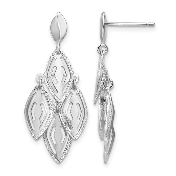 Leslie's 14k White Gold Polished D/C Post Dangle Chandelier Earrings