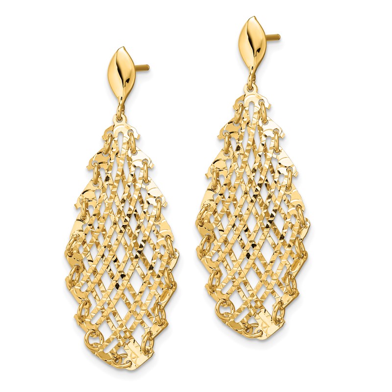14k Polished D/C Post Dangle Earrings