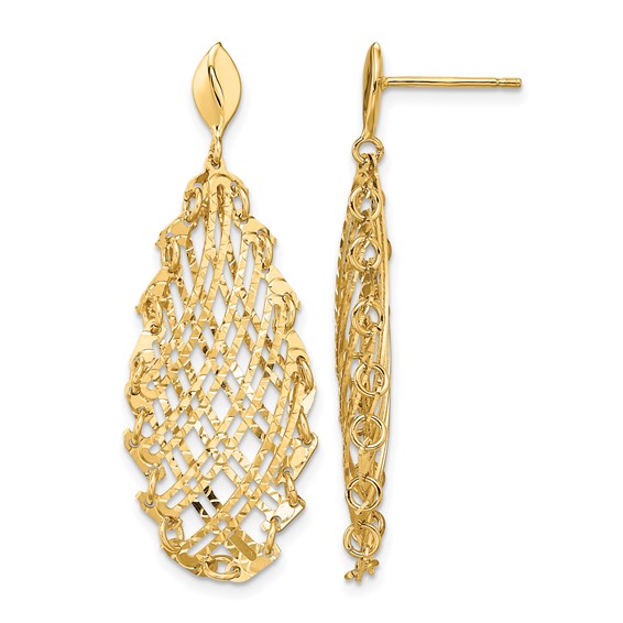 Leslie's 14k Polished D/C Post Dangle Earrings