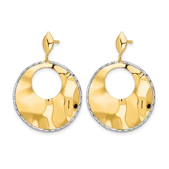 Leslie's 14k Two-tone Polished Textured Post Dangle Earrings