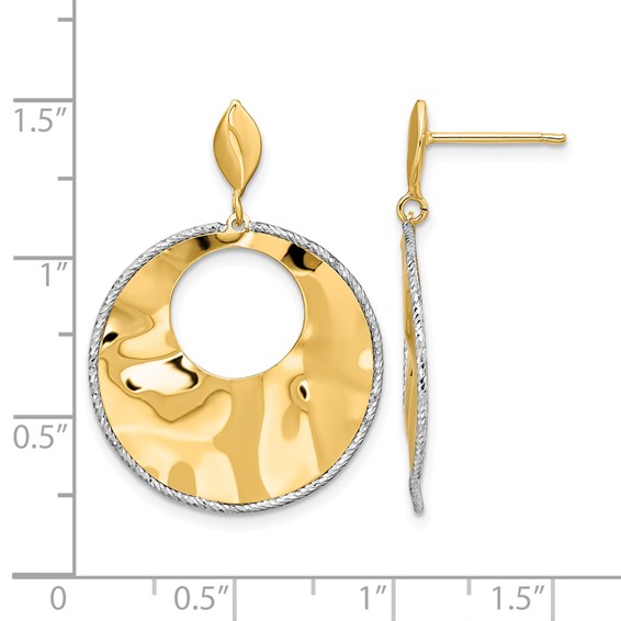 Leslie's 14k Two-tone Polished Textured Post Dangle Earrings