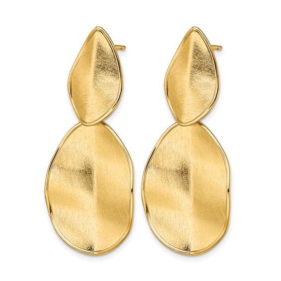Leslie's 14k Polished Textured Post Dangle Earrings