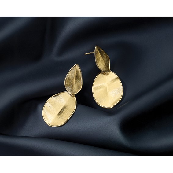 Leslie's 14k Polished Textured Post Dangle Earrings