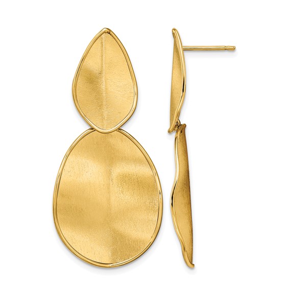 Leslie's 14k Polished Textured Post Dangle Earrings