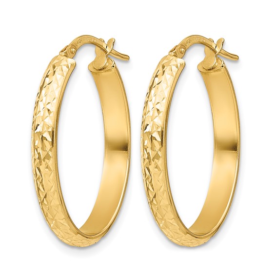 Leslie's 14K Polished D/C Oval Hoop Earrings