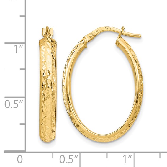 Leslie's 14K Polished D/C Oval Hoop Earrings