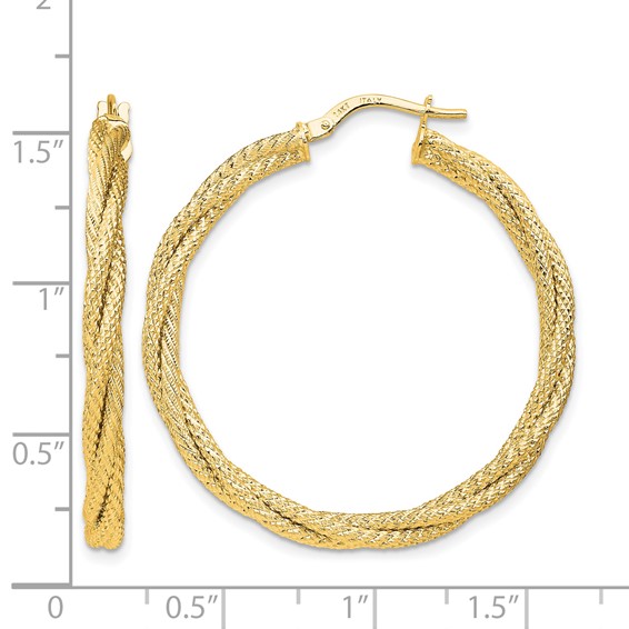 Leslie's Gold Textured and Twisted Hoop Earrings