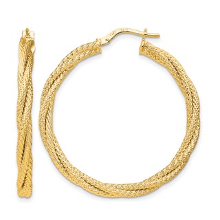Leslie's Gold Textured and Twisted Hoop Earrings