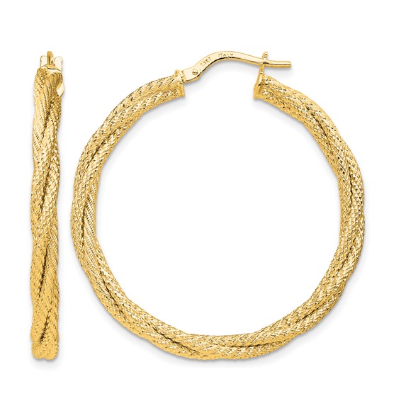 Leslie's Gold Textured and Twisted Hoop Earrings