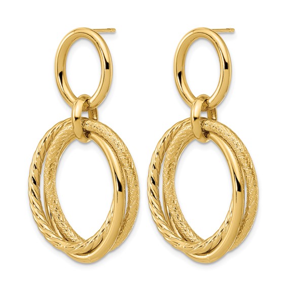 Leslie's 14K Polished and Textured Post Dangle Earrings