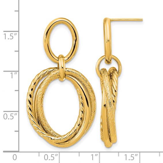 Leslie's 14K Polished and Textured Post Dangle Earrings