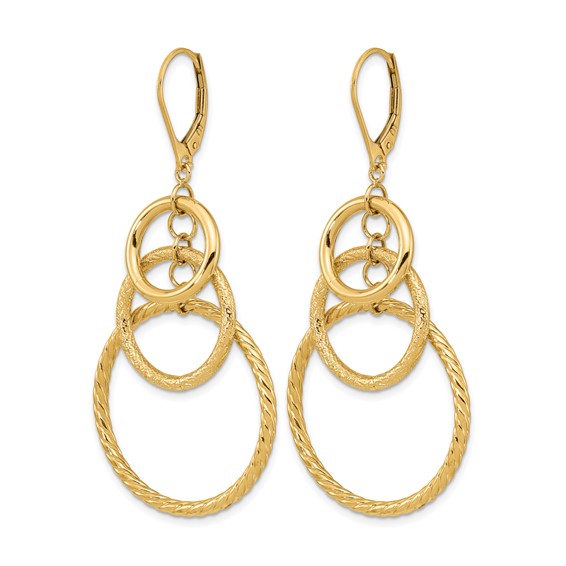 Leslie's 14K Polished and Textured Leverback Earrings