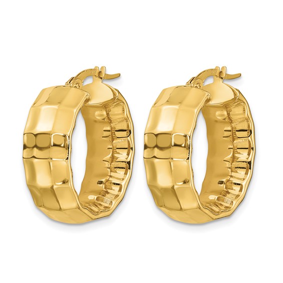 Leslie's 14K Polished Textured Oval Hoop Earrings