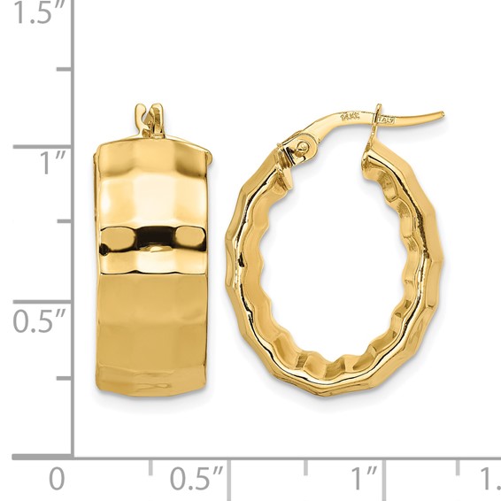 Leslie's 14K Polished Textured Oval Hoop Earrings