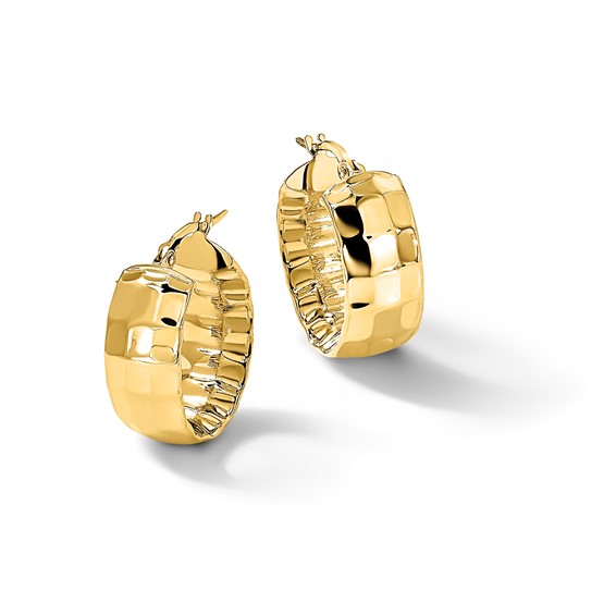 Leslie's 14K Polished Textured Oval Hoop Earrings
