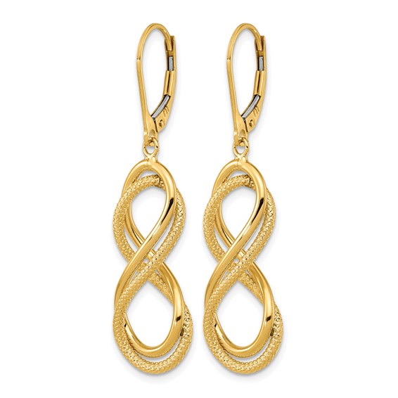 Leslie's 14K Polished Textured Infinity Leverback Earrings