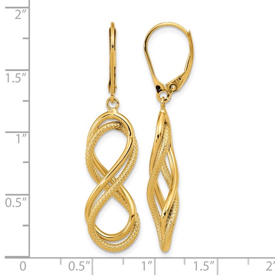 Leslie's 14K Polished Textured Infinity Leverback Earrings