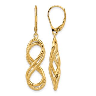 Leslie's 14K Polished Textured Infinity Leverback Earrings