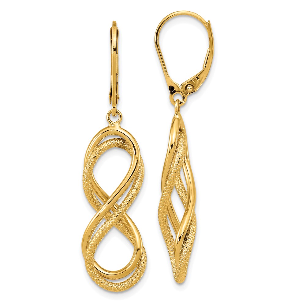 Leslie's 14K Polished Textured Infinity Leverback Earrings