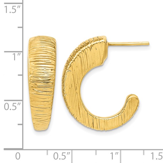 Leslie's 14k Polished Textured J-hoop Earrings