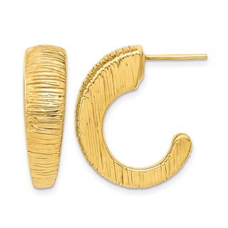 Leslie's 14k Polished Textured J-hoop Earrings