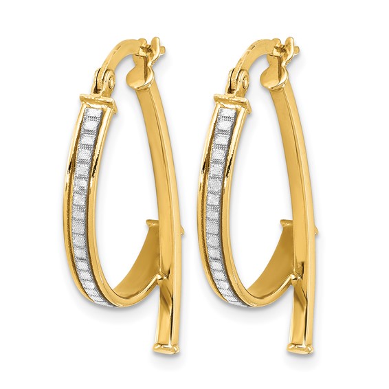 Leslie's 14K Polished Glitter Infused Hoop Earrings
