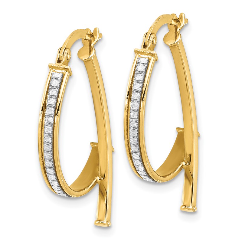 14K Polished Glitter Infused Hoop Earrings