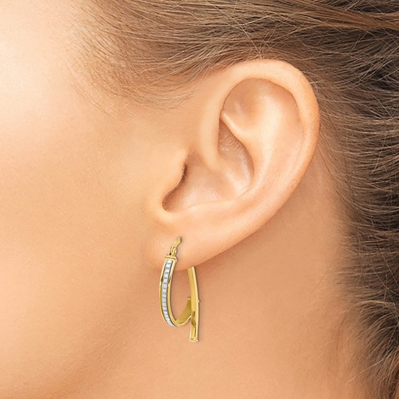 Leslie's 14K Polished Glitter Infused Hoop Earrings