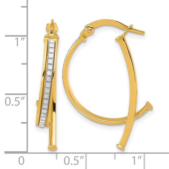 Leslie's 14K Polished Glitter Infused Hoop Earrings