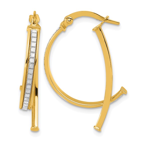 Leslie's 14K Polished Glitter Infused Hoop Earrings