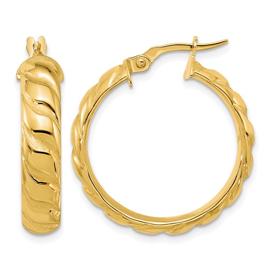 Leslie's 14k Polished and Twisted Hoop Earrings