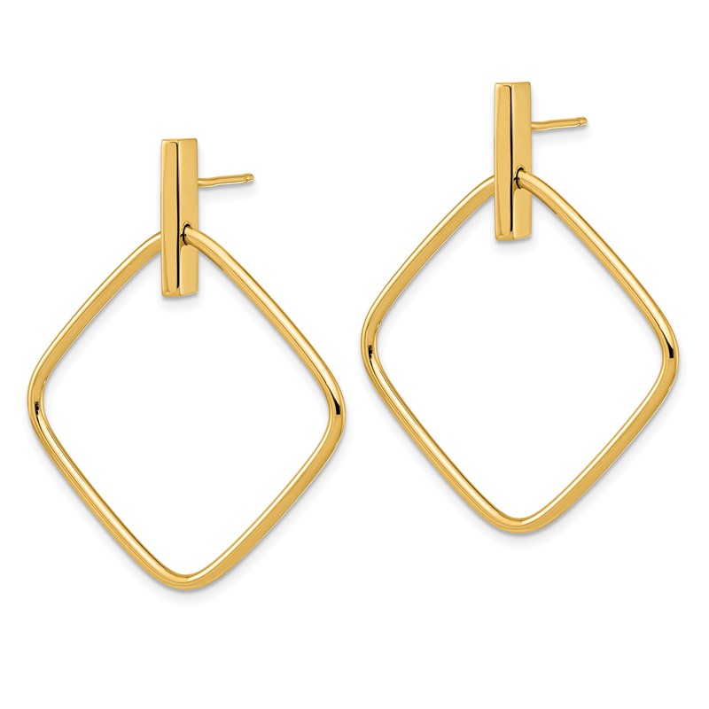 14K Polished Square Post Dangle Earrings
