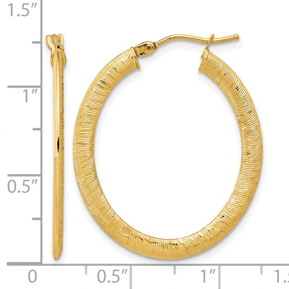 Leslie's 14K Polished Textured Oval Hoop Earrings