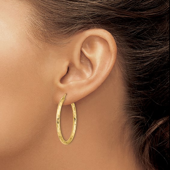 Leslie's 14k Polished D/C Hoop Earrings