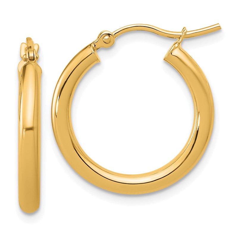14k Polished 2.5mm Lightweight Tube Hoop Earrings