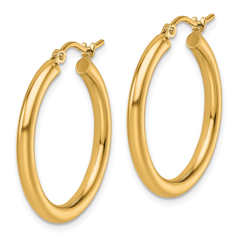 14k Polished 2.5mm Lightweight Tube Hoop Earrings