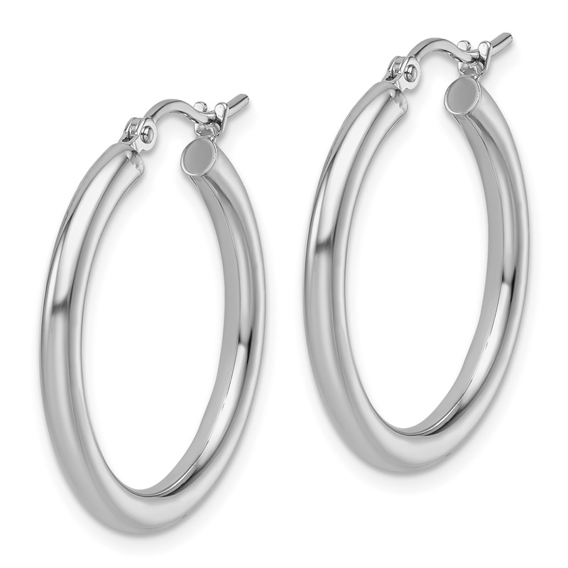 14k White Gold Polished 2.5mm Lightweight Tube Hoop Earrings