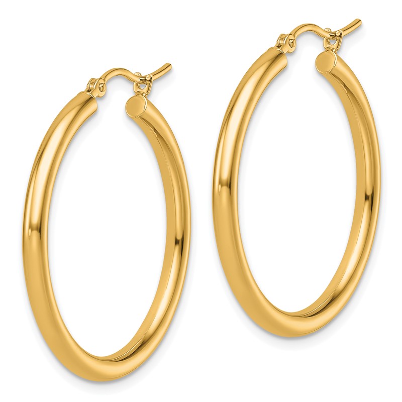 14k Polished 2.5mm Lightweight Tube Hoop Earrings