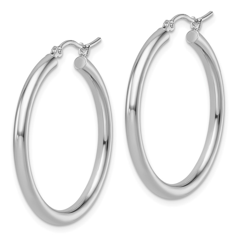14k White Gold Polished 2.5mm Lightweight Tube Hoop Earrings