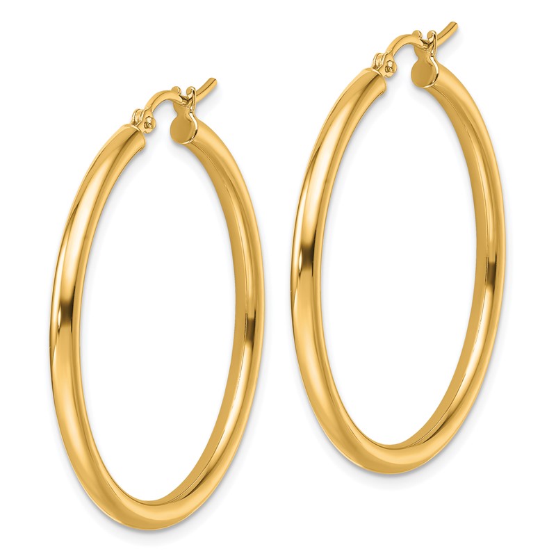 14k Polished 2.5mm Lightweight Tube Hoop Earrings