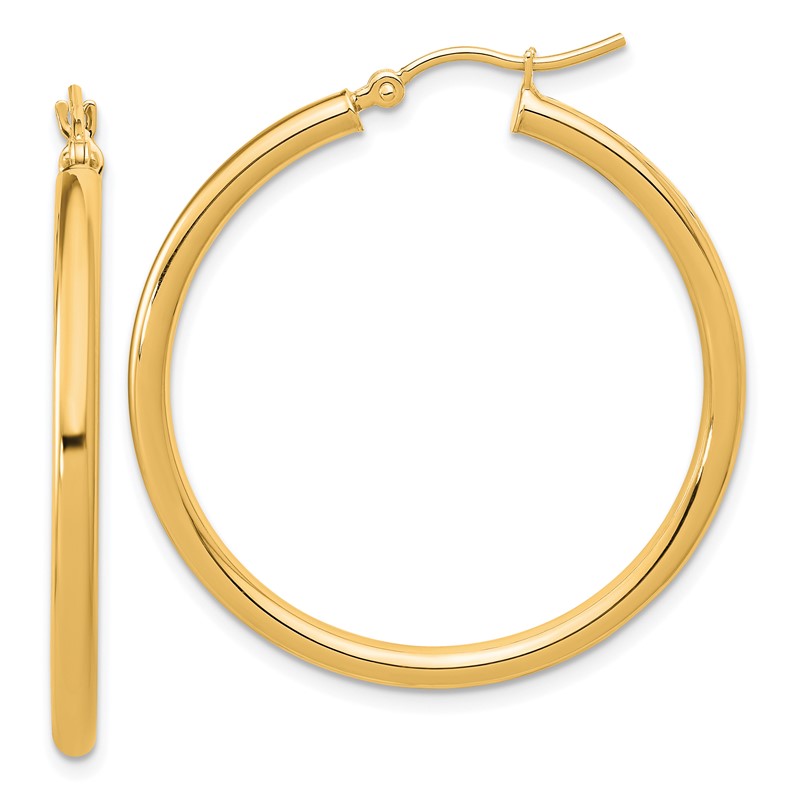 14k Polished 2.5mm Lightweight Tube Hoop Earrings